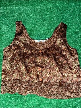 Vintage 90s Victoria’s Secret Leopard Button Tank LIGHTWEIGHT